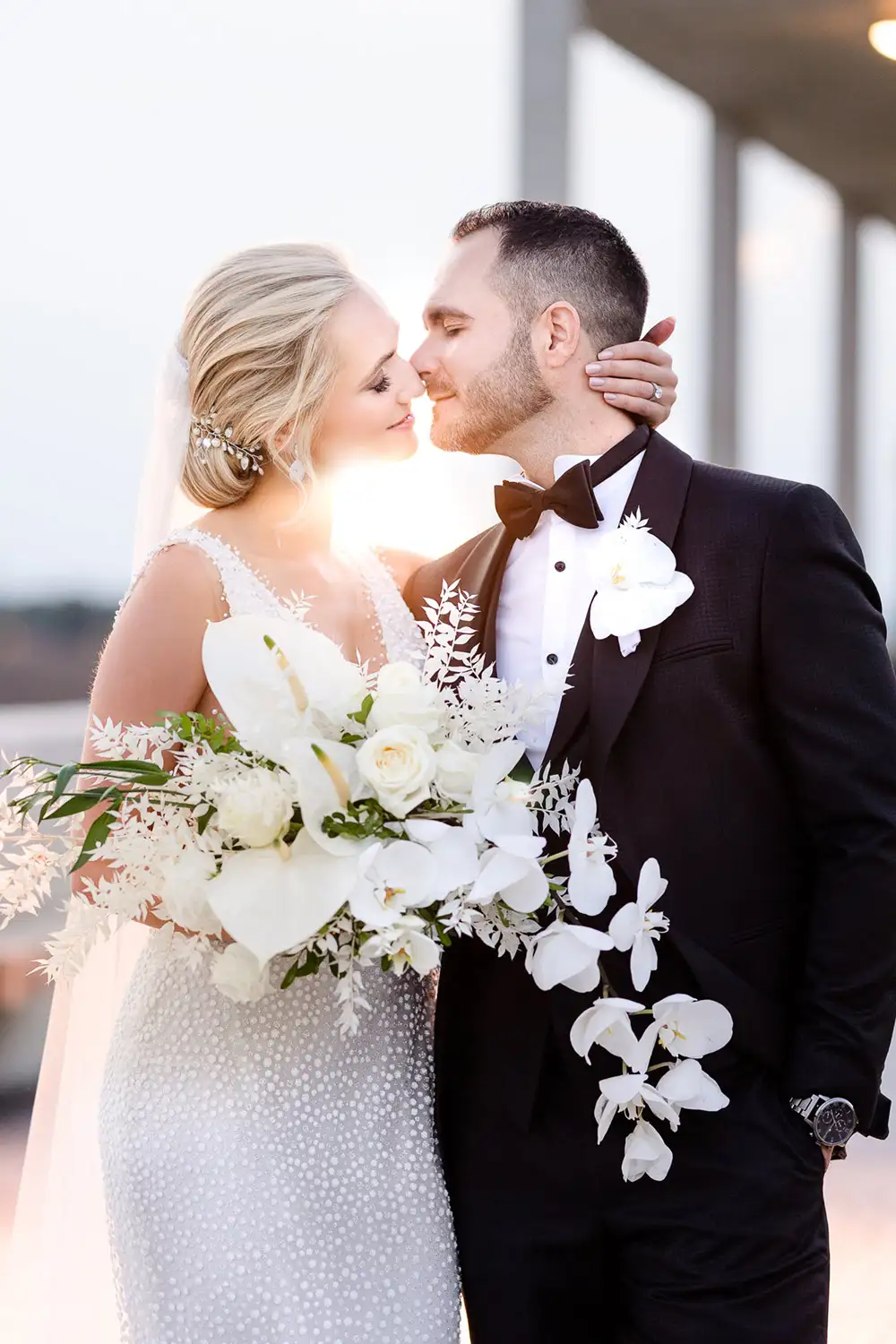 Sunset wedding portrait at Valtice Czech Republic